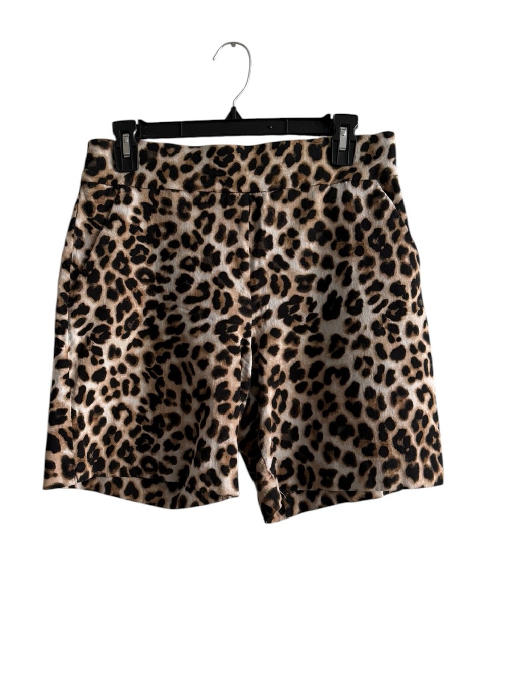 7th Avenue Design Studio Leopard Print Shorts Black & Tan Size Medium